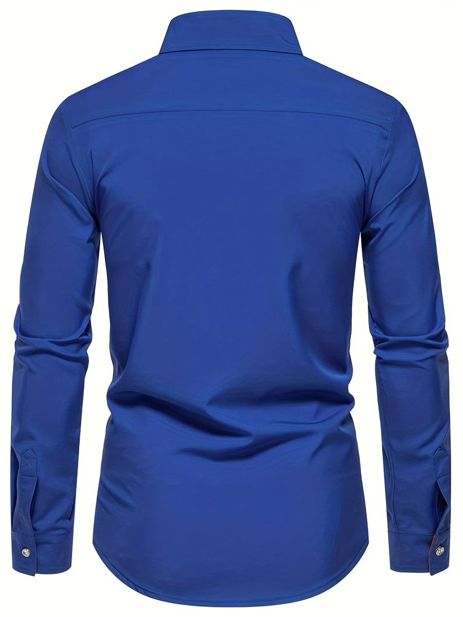 Herren Slim Fit Freizeithemd mit Kontrastdetails – Modernes Business & Casual Hemd, Langarm