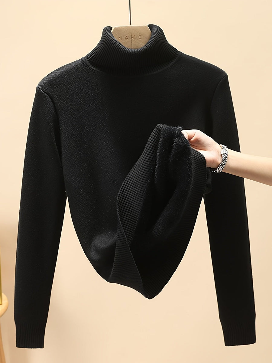 Damen Rollkragenpullover mit warmem Innenfutter – Weicher Strickpullover in verschiedenen Farben