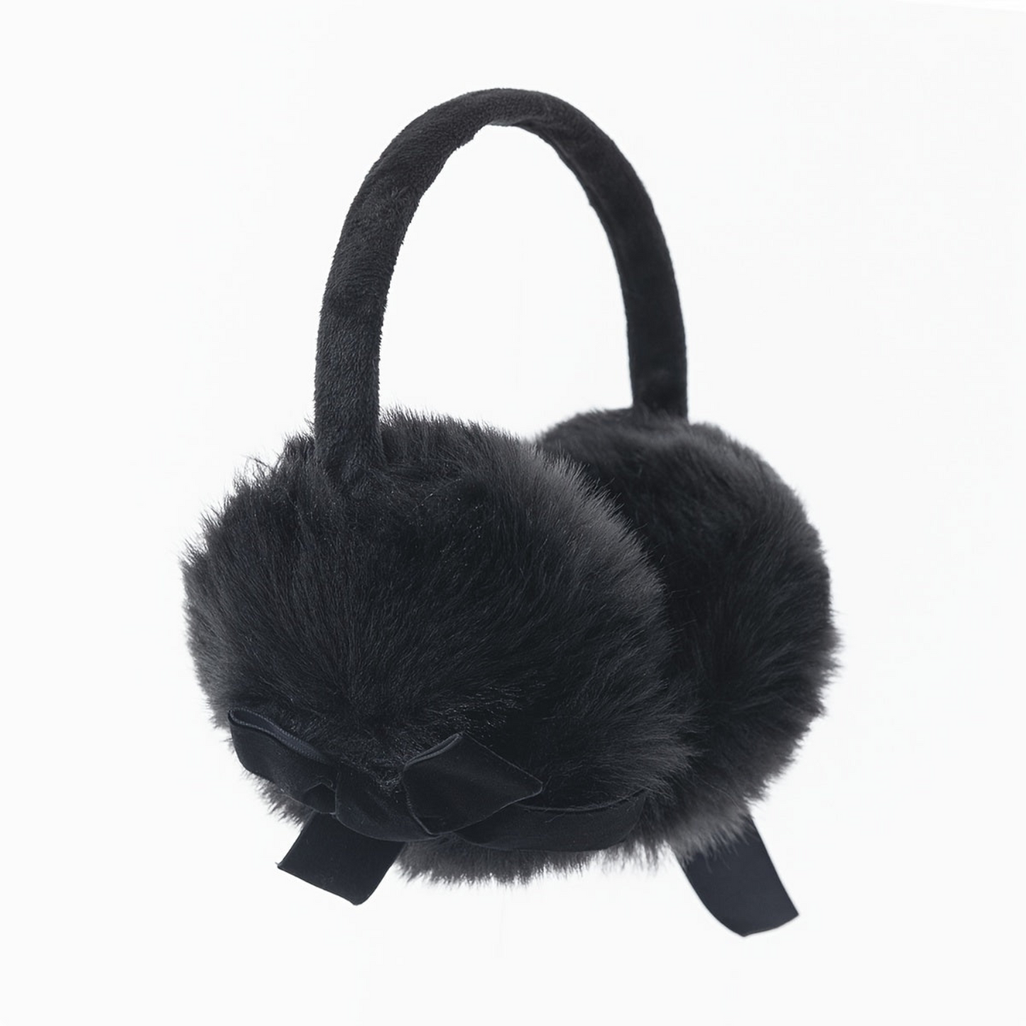 Flauschige Ohrenschützer mit Schleife Schwarz Grau Weiß Rosa Gelb Winter Ohrenwärmer