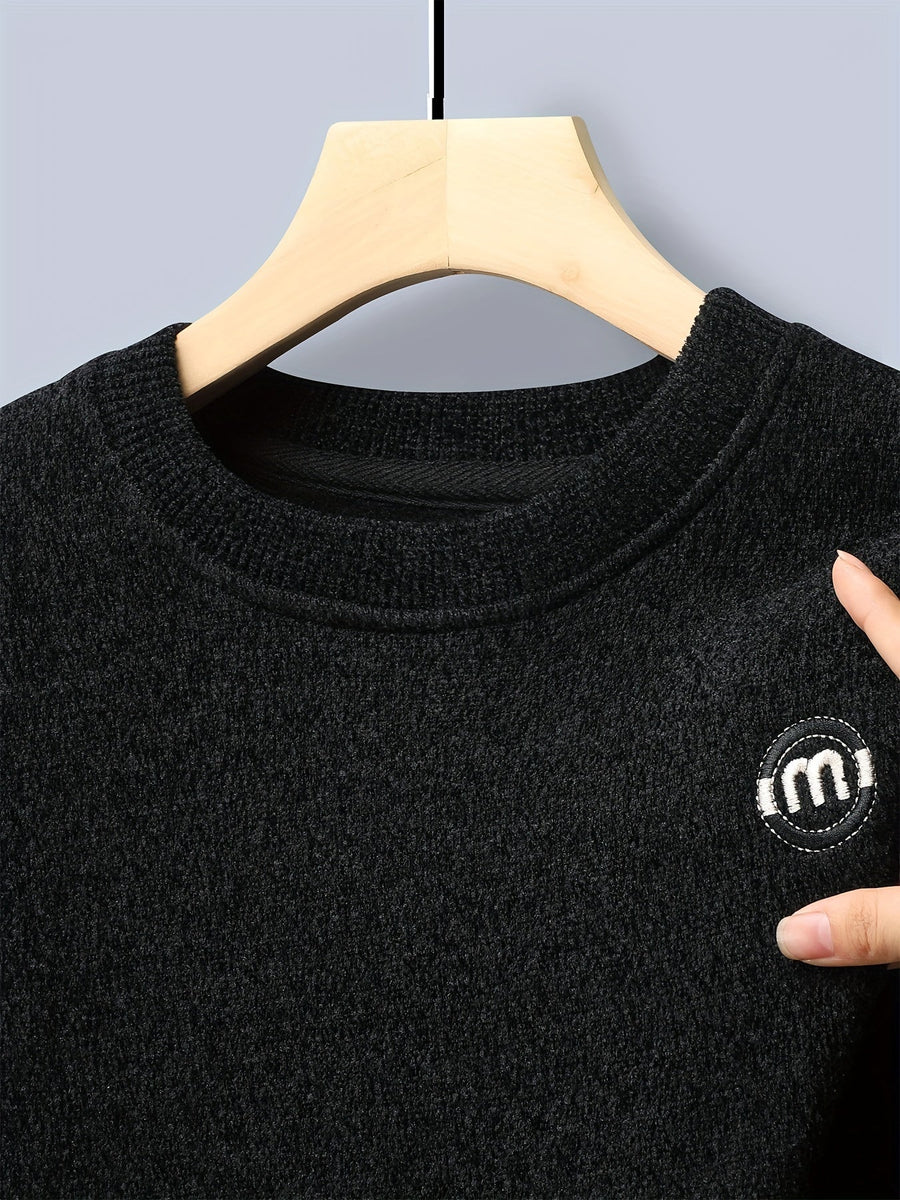 Unisex Winter Sweatshirt warm gefüttert Rundhals Grau Schwarz Khaki