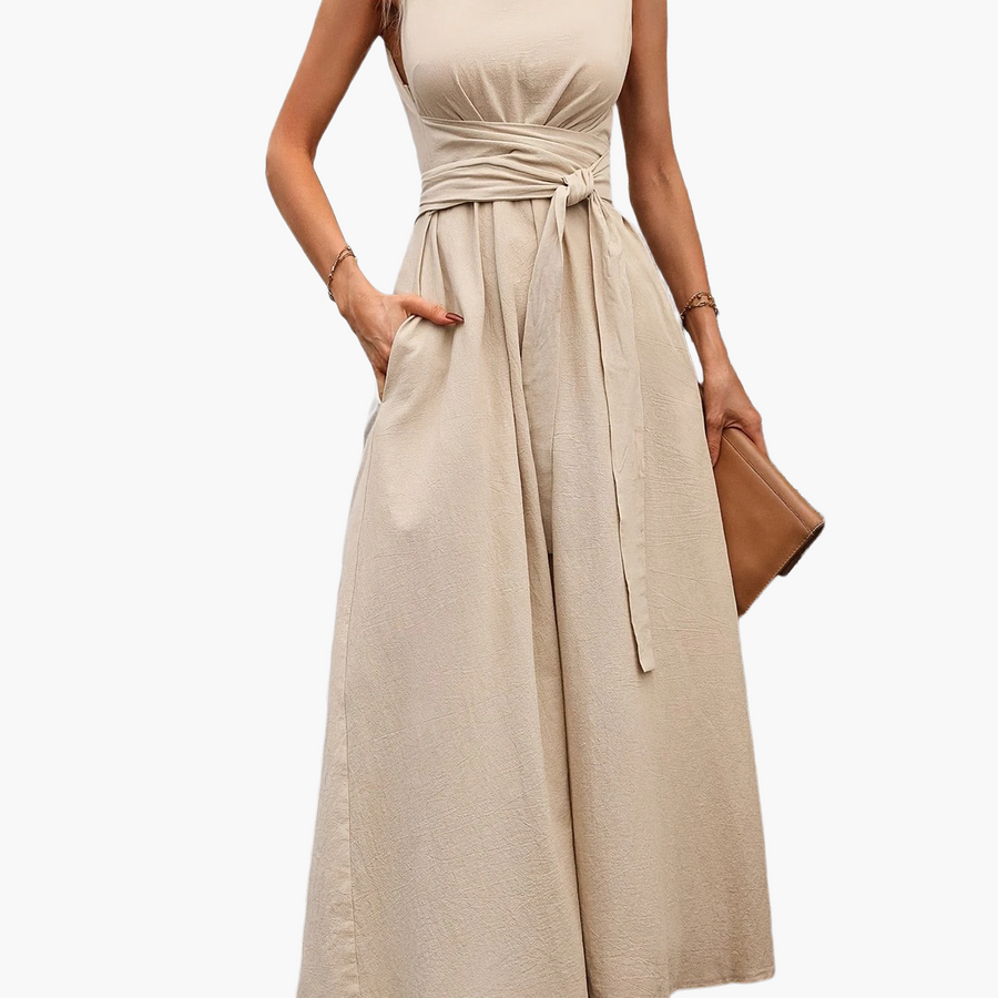Damen Jumpsuit Elegant Ärmellos mit Gürtel – Perfekt für Alltag und besondere Anlässe