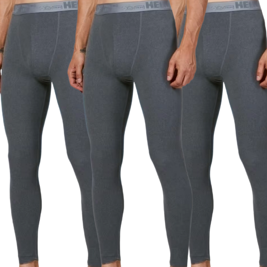 3er Pack Herren Thermo-Unterhosen Lang Warm Schwarz/Grau/Blau