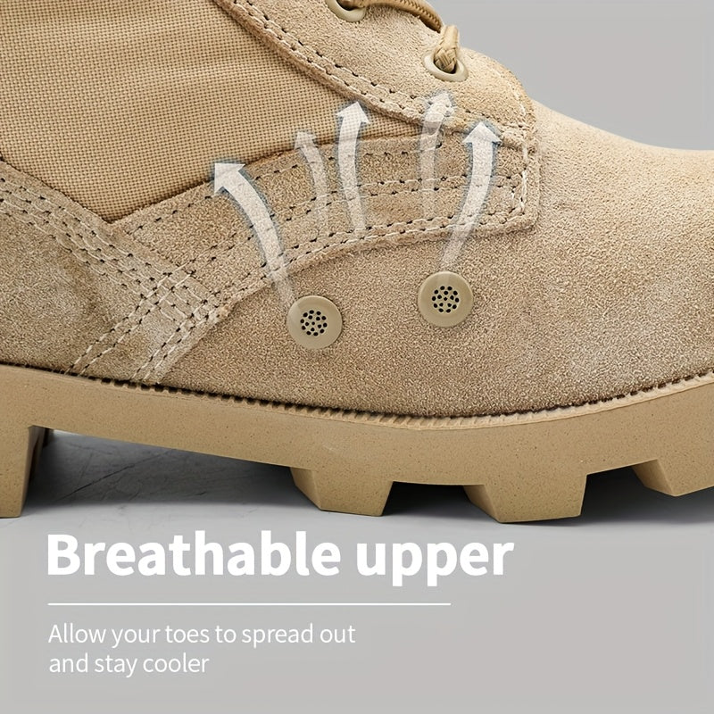 Unisex Schnürstiefeletten Beige mit Reißverschluss, Robuste Sohle