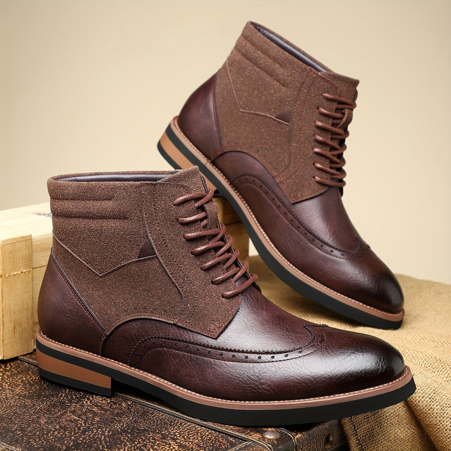 Herren Stiefel Brogue Schnürschuh Schnürstiefelette Mehrfarbig