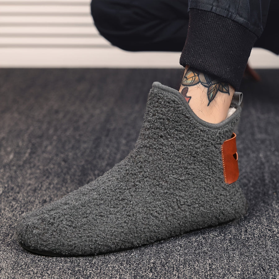 Unisex Winter Hausschuhe Plüsch Stiefeletten Warm Gefütterte Hausstiefel