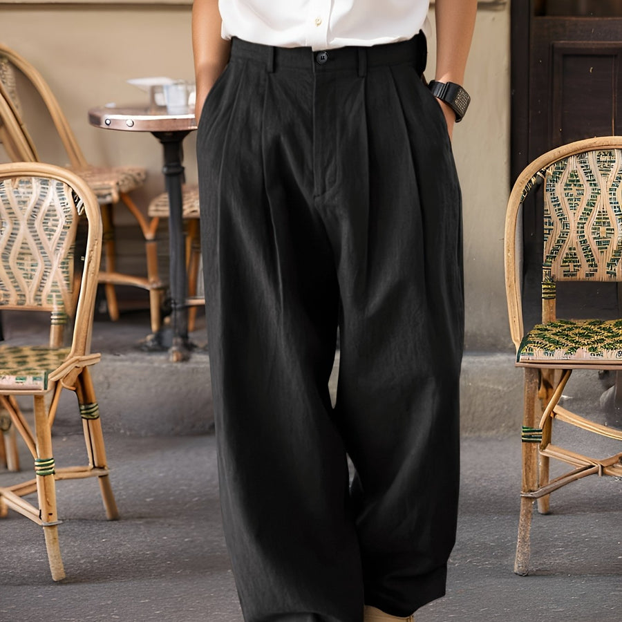 Herren Weitgeschnittene Vintage-Hose mit Bundfalten – Eleganter Streetstyle für Alltag und Freizeit