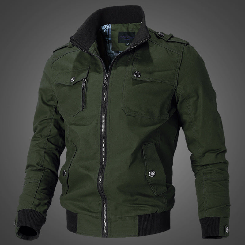 Herren Bomberjacke Freizeit Pilotenjacke mit Stehkragen und Taschen