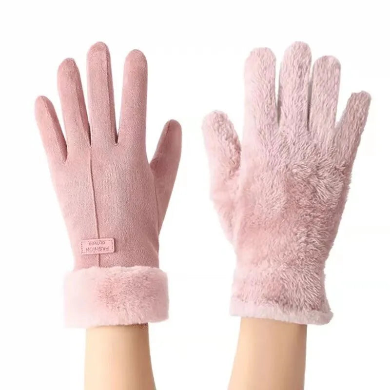 Warme dameswinterhandschoenen met pluche voering en manchetten