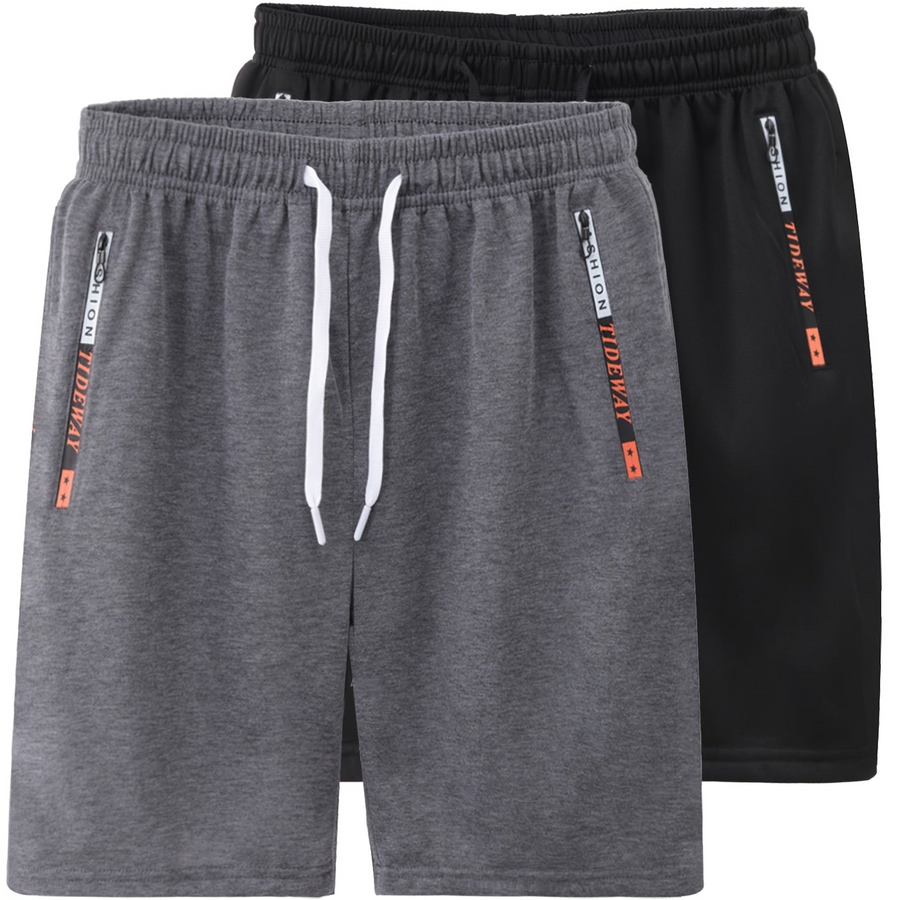 Herren Trainingsshorts 2er-Pack – Sportliche Fitness- und Freizeit-Shorts mit Reißverschlusstaschen