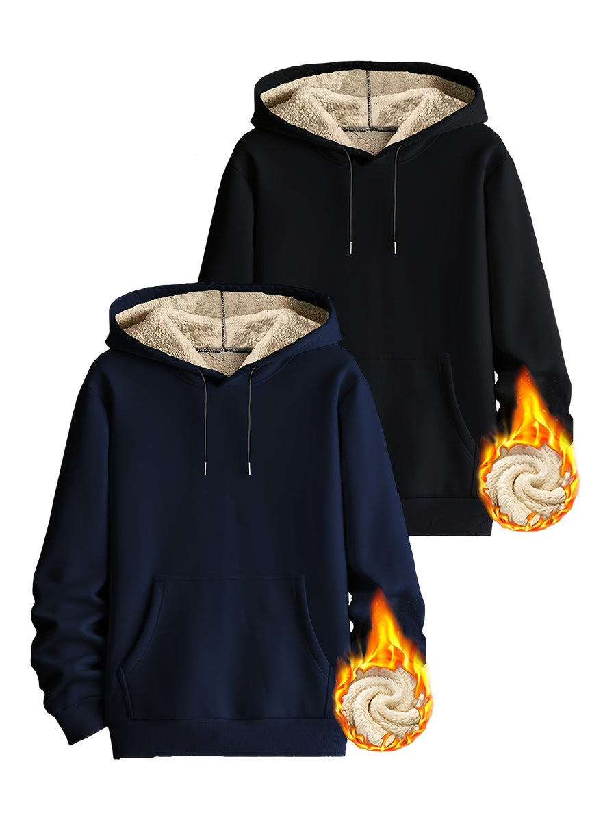 Unisex Hoodie mit Plüschfutter – Warmer Kapuzenpullover mit Kängurutasche