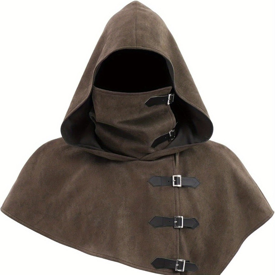 Kapuzencape mit Schnallen und Gesichtsbedeckung
