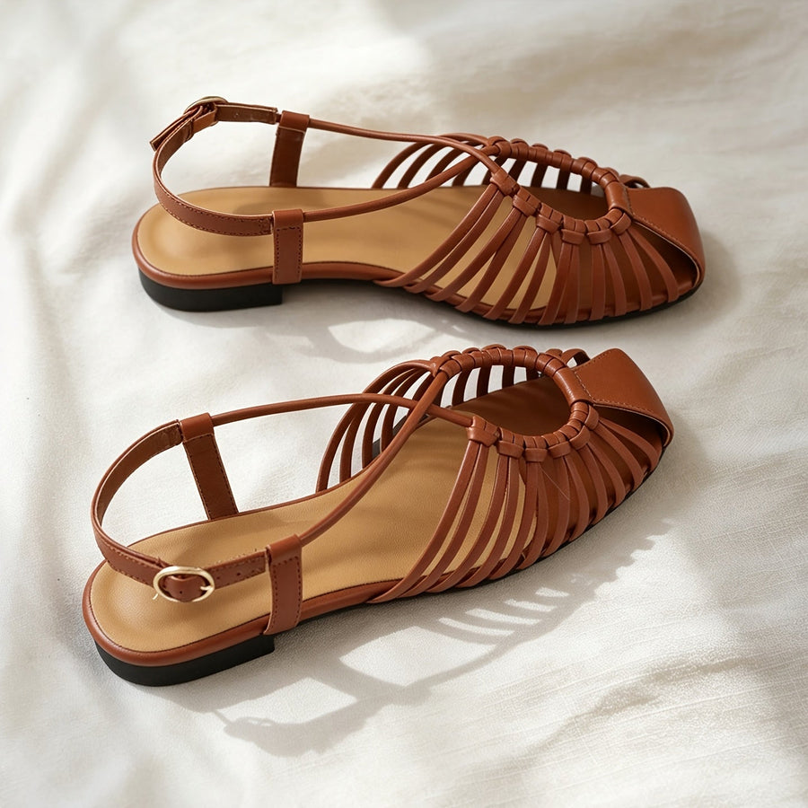 Damen Cage Sandalen mit eckiger Spitze und verstellbarem Riemen – Elegante Sommerschuhe für Alltag und Freizeit