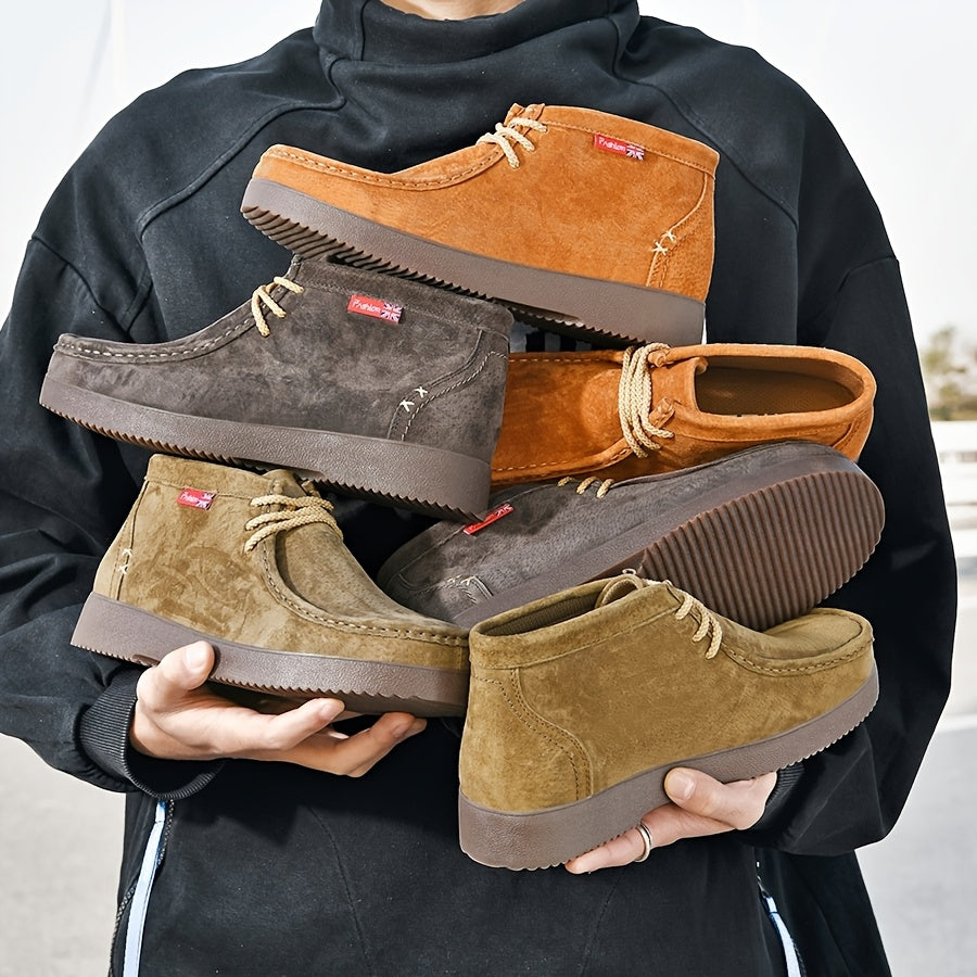 Herren Chukka Boots Mokassin Stil mit Profilsohle Schnürstiefeletten in Wildlederoptik