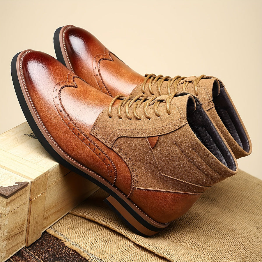 Herren Stiefel Brogue Schnürschuh Schnürstiefelette Mehrfarbig