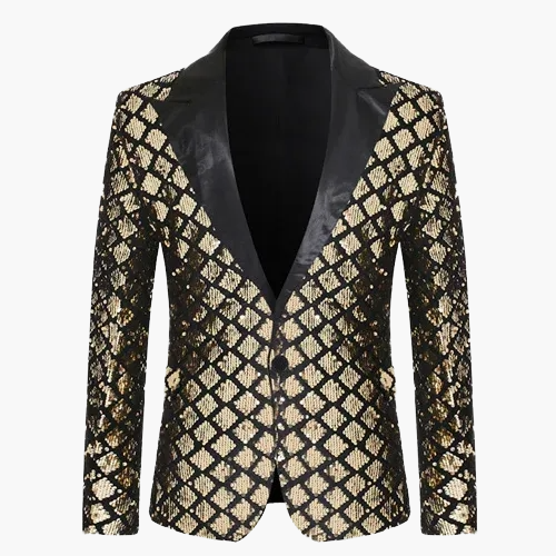 Herren Luxus Pailletten Sakko – Eleganter Party- und Bühnenblazer im modernen Design