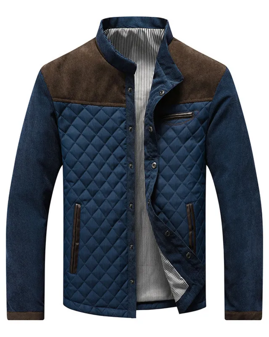 Herren Steppjacke mit Denim-Ärmeln und Kontrastbesätzen