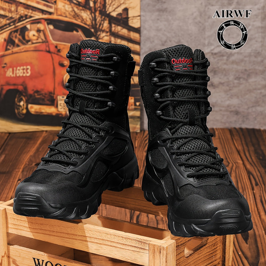 Herren Outdoor-Stiefel Schnürstiefel Hoher Schaft Profilsohle