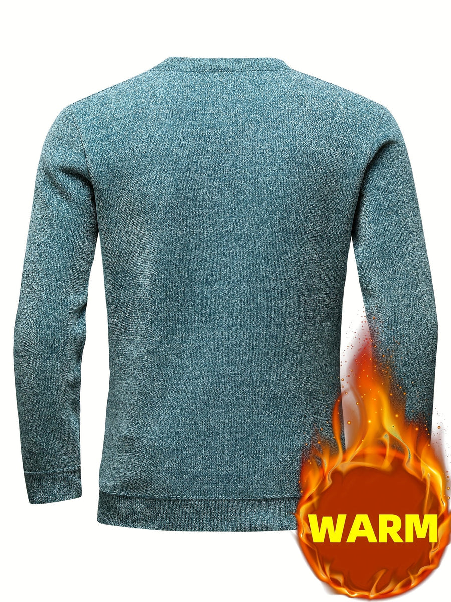 Herren Pullover Rundhals Rippstrick Optik Warm Winter