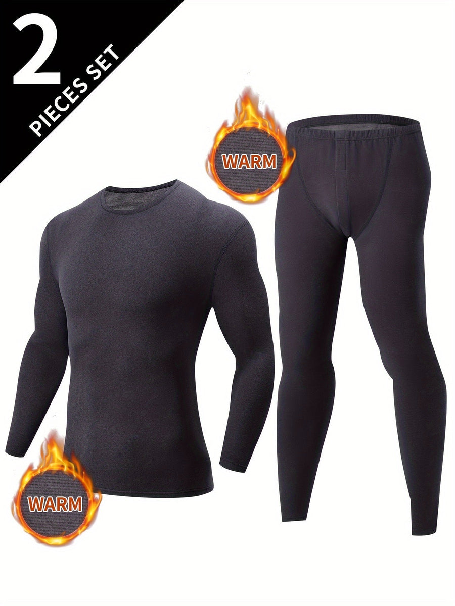 Thermo Unterwäsche Set Herren Schwarz - Langarmshirt und Leggings