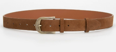 Brauner Wildleder-Gürtel mit Metallschnalle
