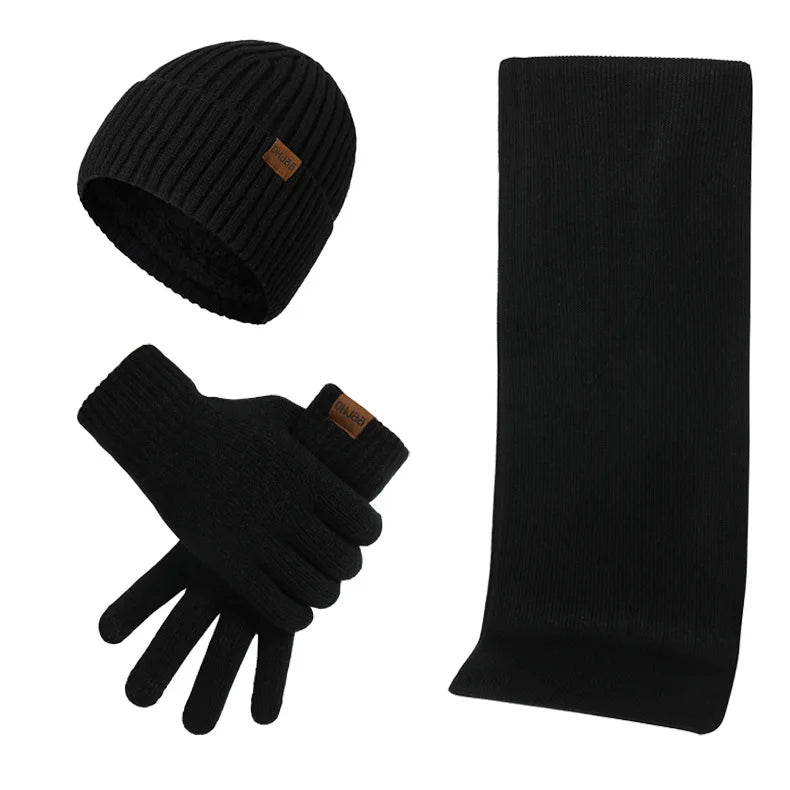 Uniseks winterset met gebreide muts, sjaal en handschoenen met touchscreenfunctie
