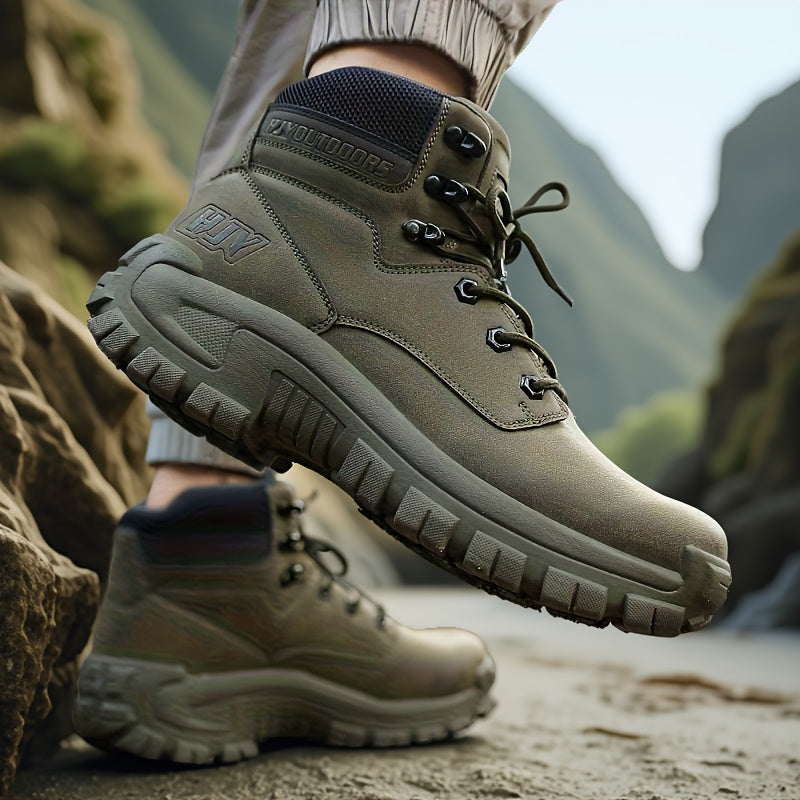 Herren Outdoor Stiefel mit Schnürung, Robuste Sohle, Hoher Schaft