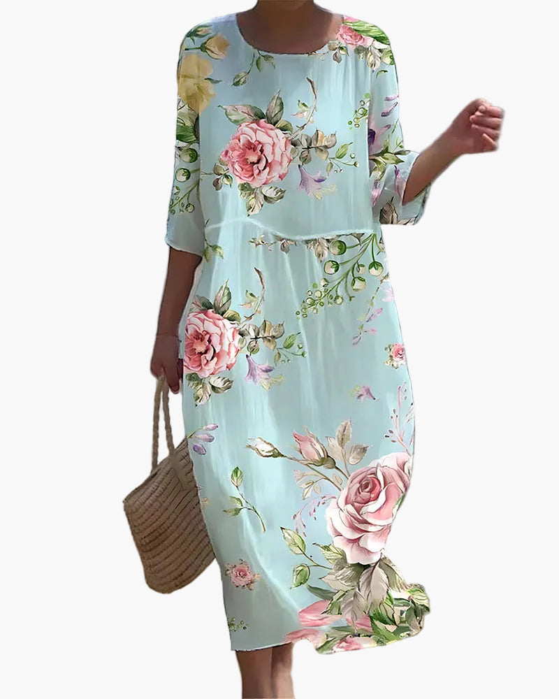 Damen Midi Kleid mit Blumenmuster – Eleganter Sommerstil für Alltag und besondere Anlässe
