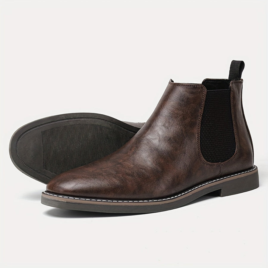 Herren Chelsea Boots Stiefeletten mit elastischem Einsatz und Zuglasche
