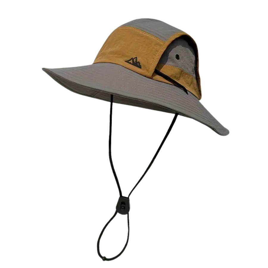 Unisex Outdoor Anglerhut mit breiter Krempe und Kordelzug in zweifarbigem Design