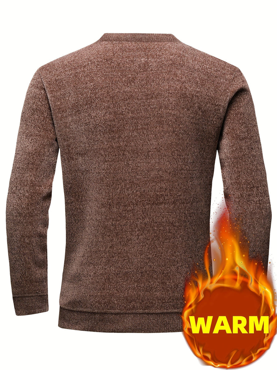 Herren Pullover Rundhals Rippstrick Optik Warm Winter