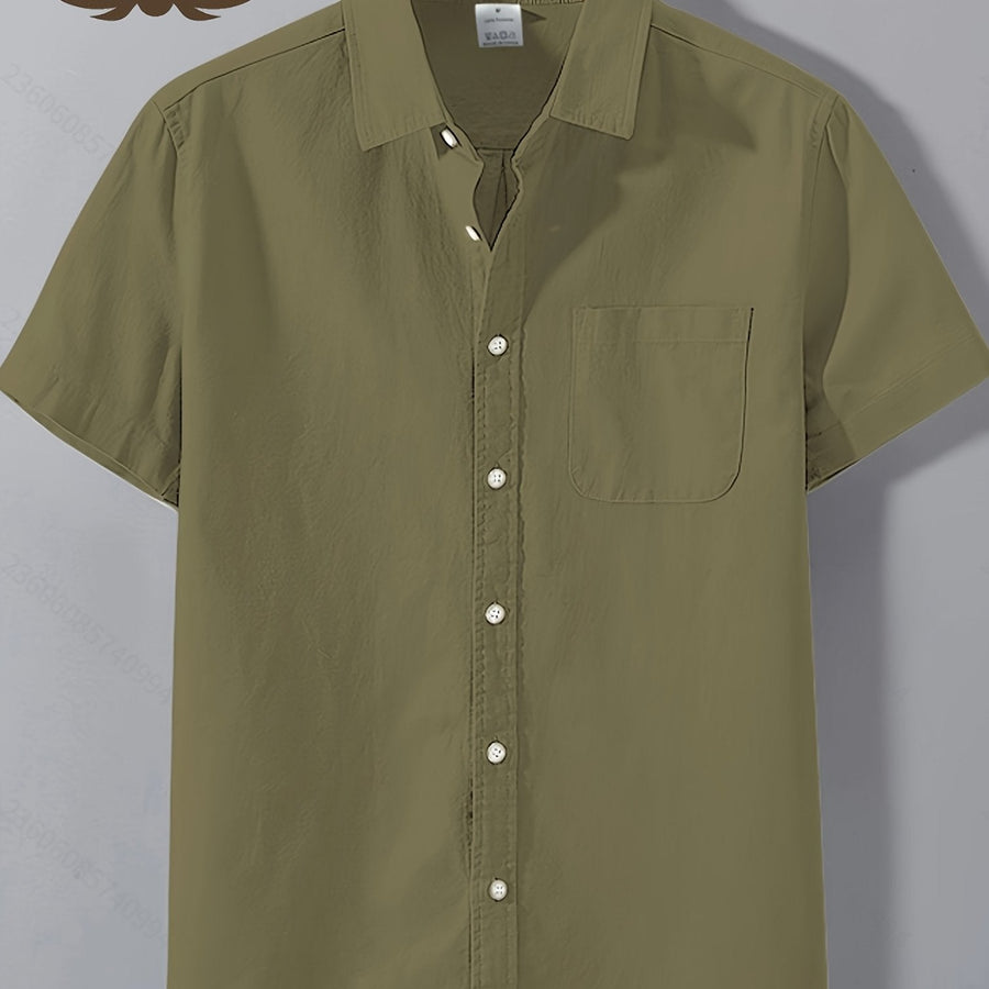 Herren Kurzarm Freizeithemd mit Brusttasche – Klassisches Button-Down Design für Büro und Alltag