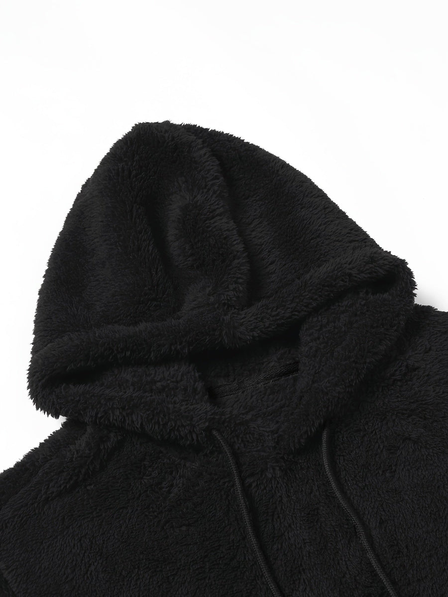 Unisex Teddy-Fleece Hausanzug mit Kapuze und Hose - Kuscheliger Hoodie-Jogginganzug
