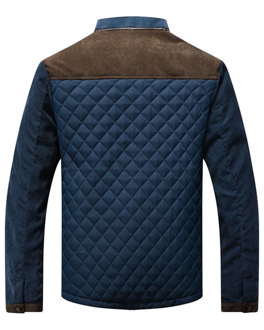 Herren Steppjacke mit Denim-Ärmeln und Kontrastbesätzen