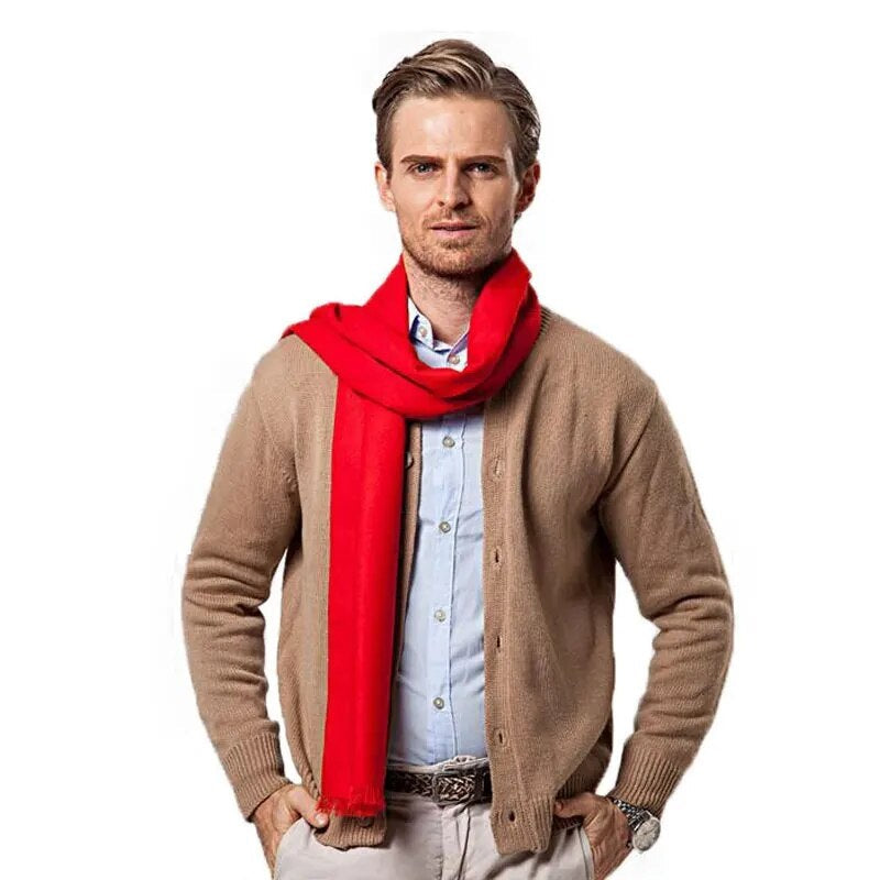Roter Schal für Herren, weicher Stoff, einfarbig