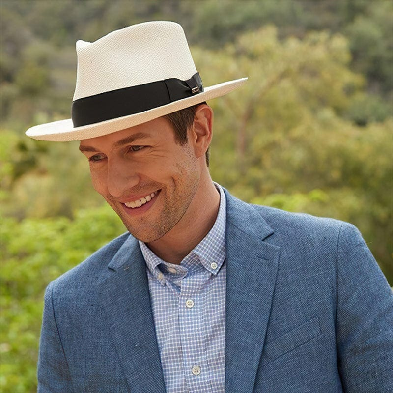 Unisex Fedora Hut aus gewebtem Material mit schwarzem Band, verschiedene Farben