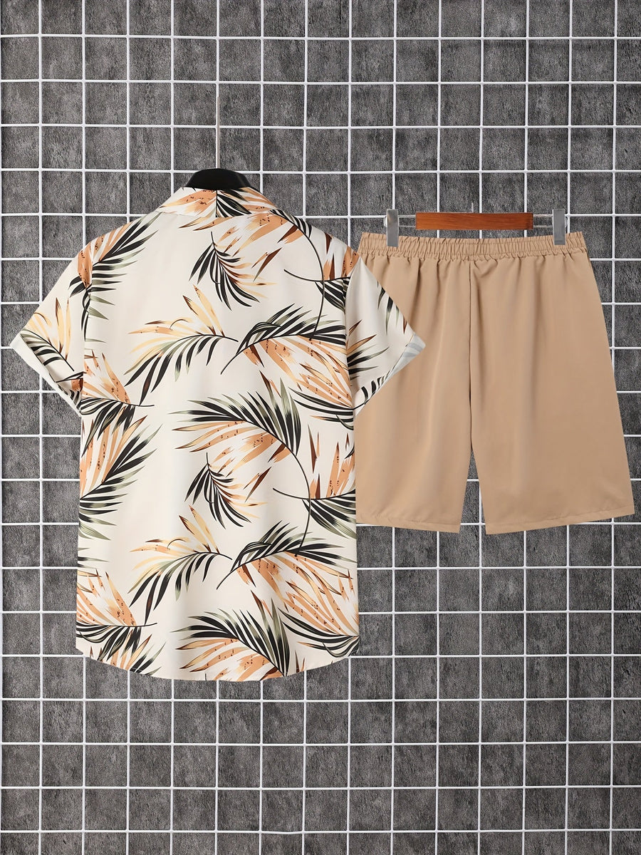 Herren Sommer Set – Tropisches Freizeit Hemd mit Shorts, ideal für Urlaub und Strand