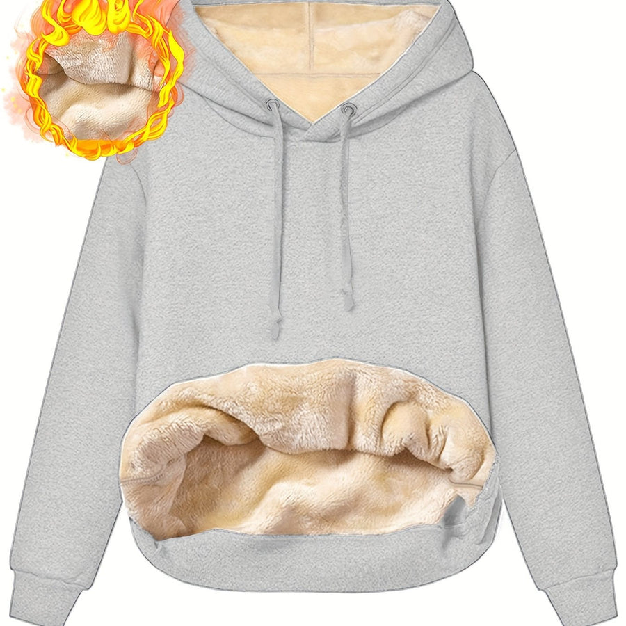 Unisex Hoodie mit Kapuze und Plüschfutter – Warmer Winter Pullover mit Kängurutasche