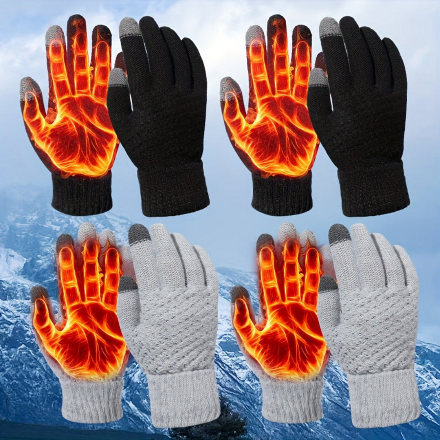 Unisex Winter Strickhandschuhe mit Touchscreen-Funktion - Warme Handschuhe für Damen und Herren