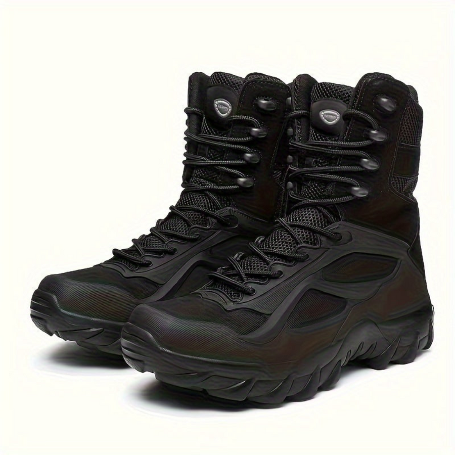 Taktische Stiefel Schwarz Hoch Robuste Outdoor-Schuhe Schnürverschluss