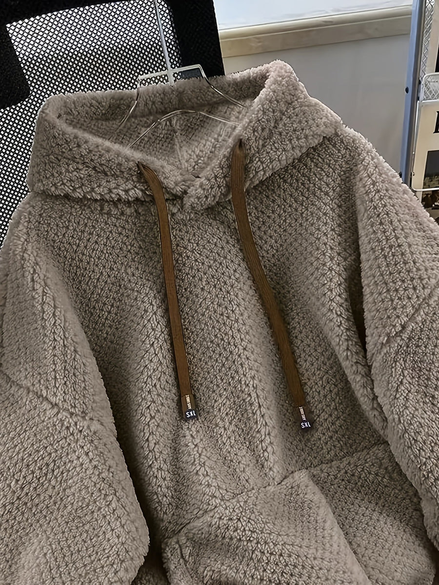 Teddy-Fleece Hoodie für Damen mit Kapuze und Kängurutasche