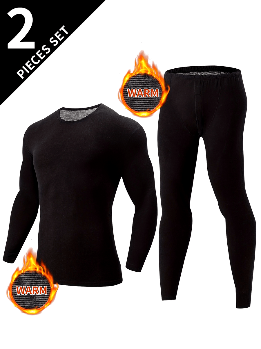 Thermo Unterwäsche Set Herren Schwarz - Langarmshirt und Leggings