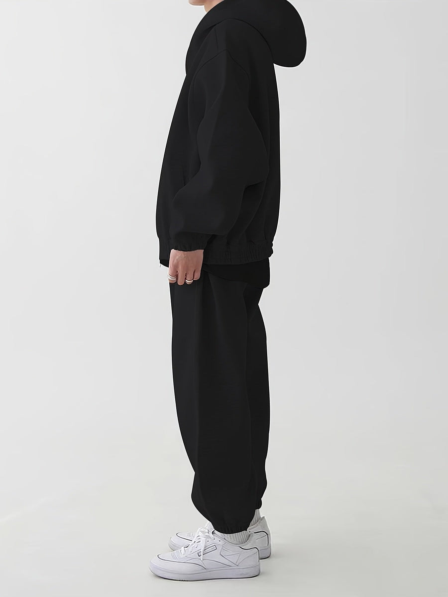 Unisex Trainingsanzug mit Kapuzenjacke und Jogginghose in Graumeliert