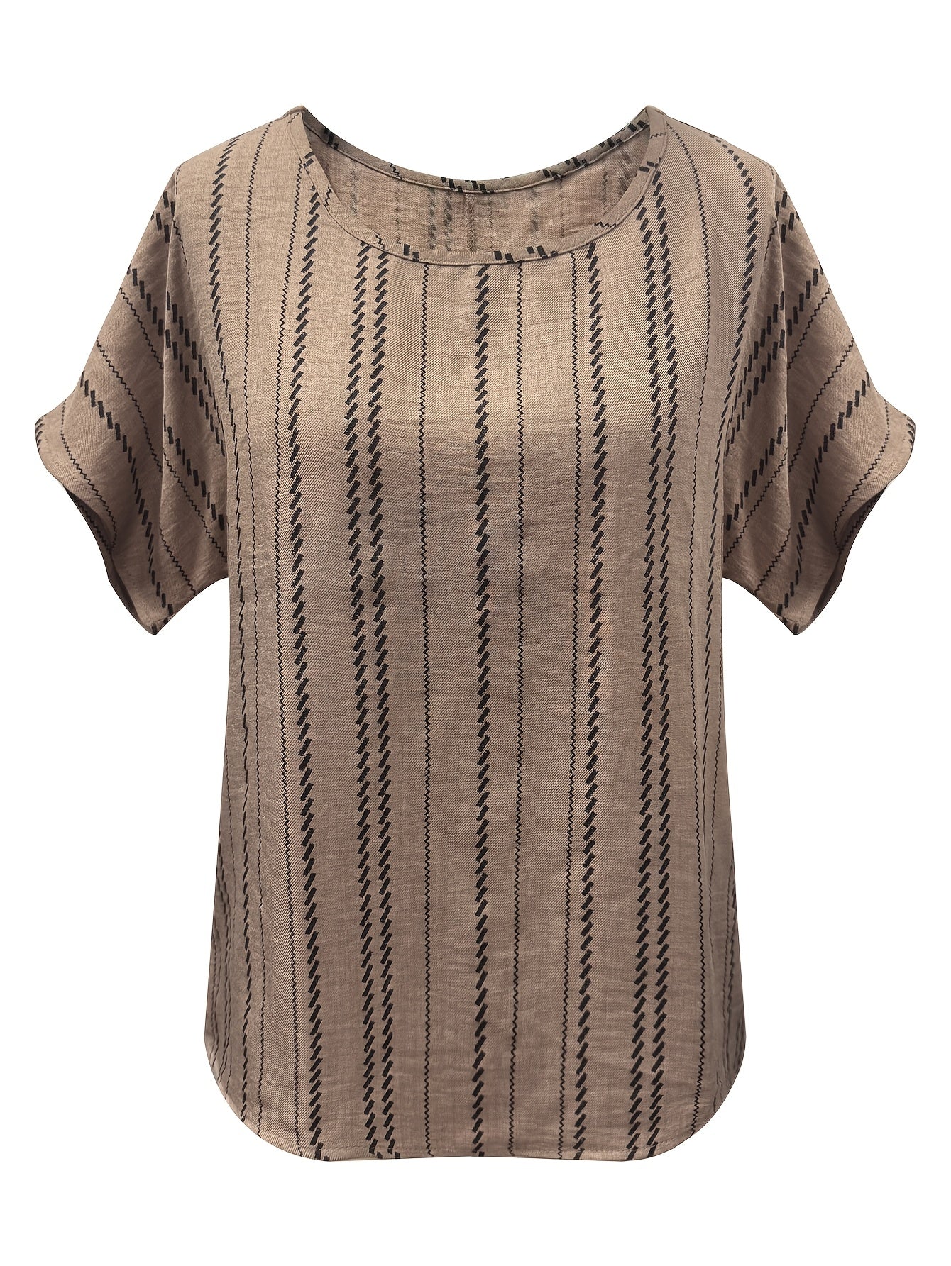 Damen Boho Tunika mit Muster und Kurzarm – Lässige Oversize Bluse im Ethno-Stil
