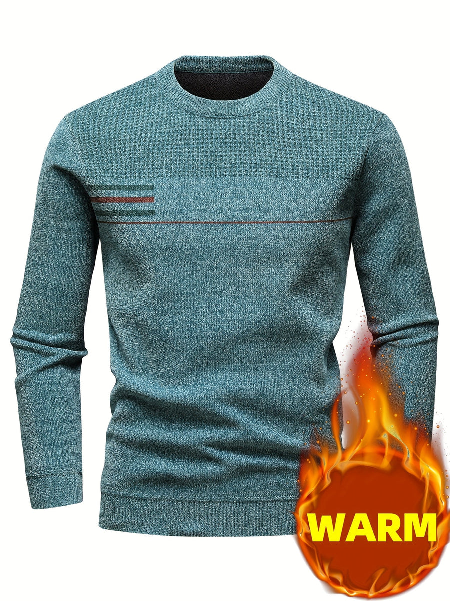 Herren Pullover Rundhals Rippstrick Optik Warm Winter