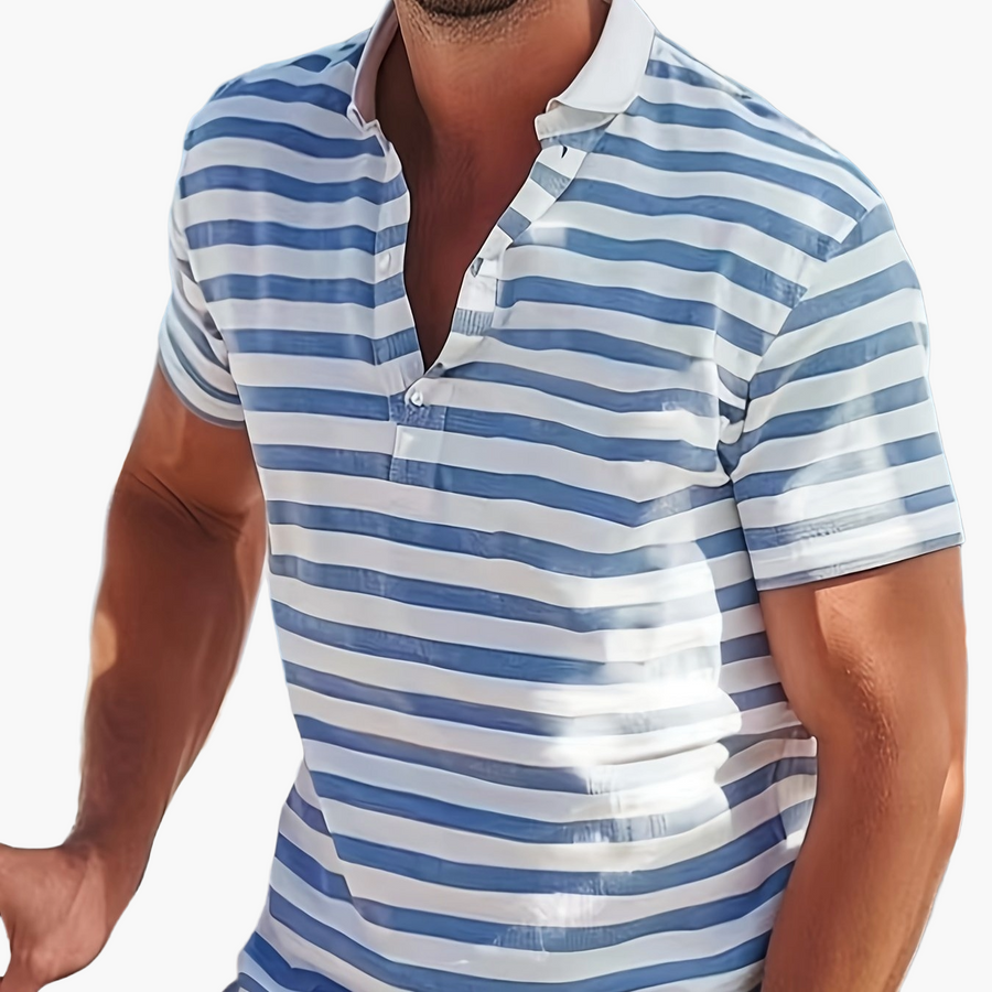 Herren Poloshirt im maritimen Streifen-Look – Perfekt für Freizeit & Segelausflüge