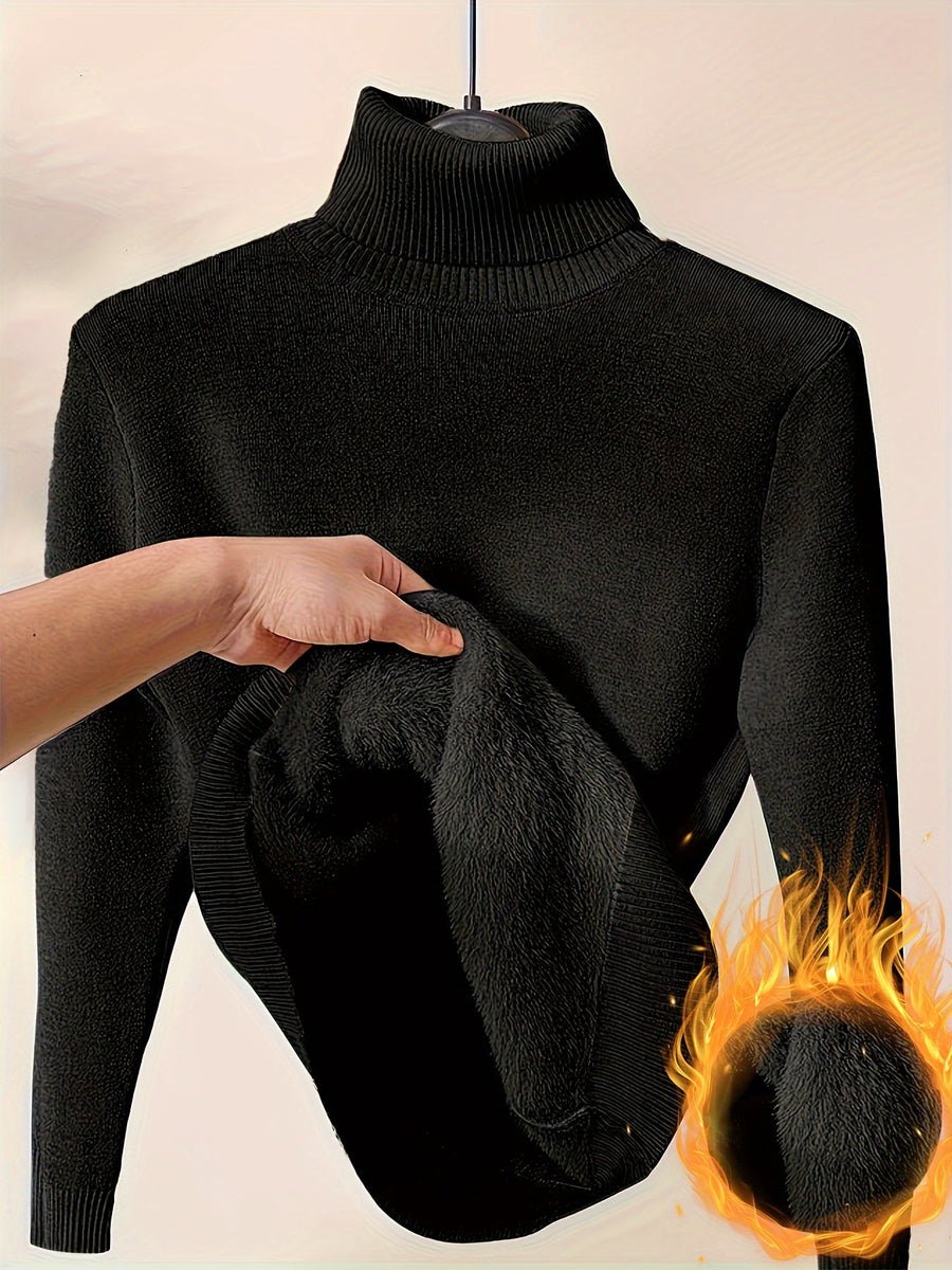 Damen Rollkragenpullover mit warmem Innenfutter – Weicher Strickpullover in verschiedenen Farben
