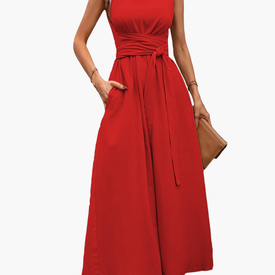 Damen Jumpsuit Elegant Ärmellos mit Gürtel – Perfekt für Alltag und besondere Anlässe