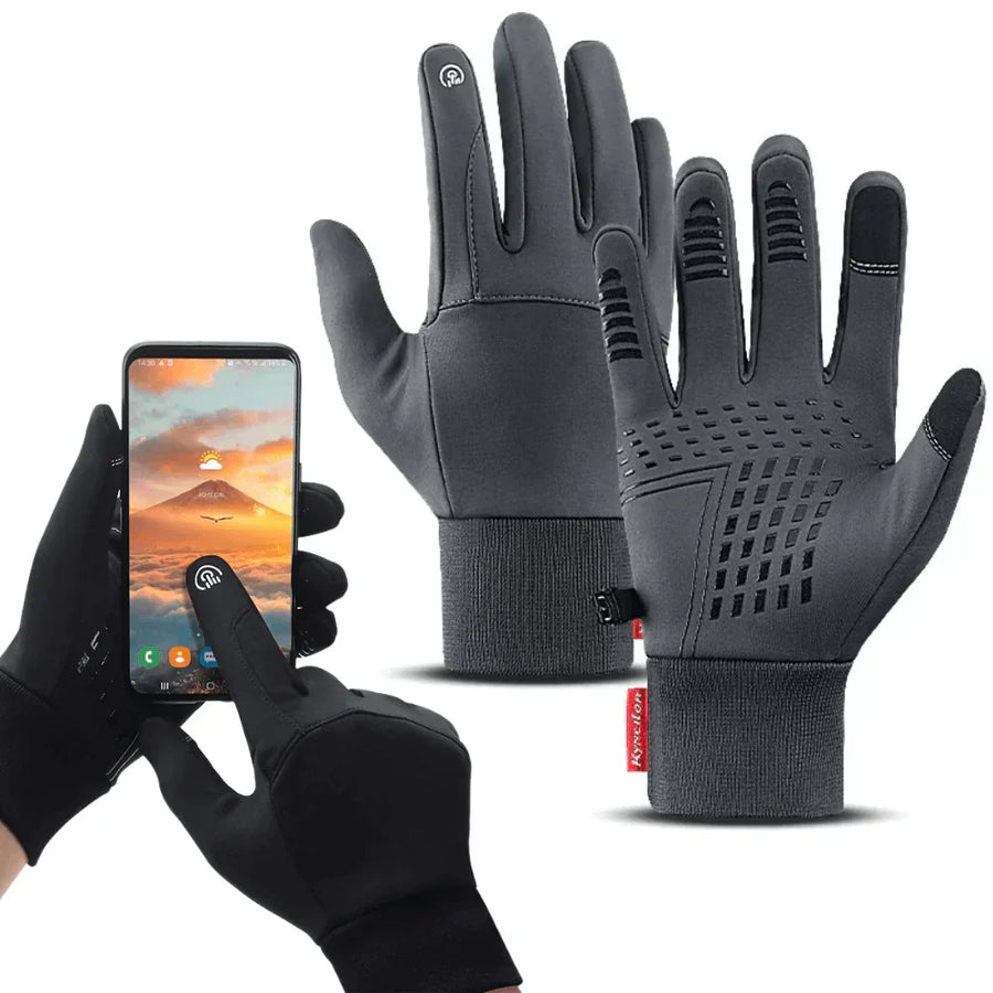 Unisex Winter Touchscreen-Handschuhe Schwarz Grau Sport Outdoor