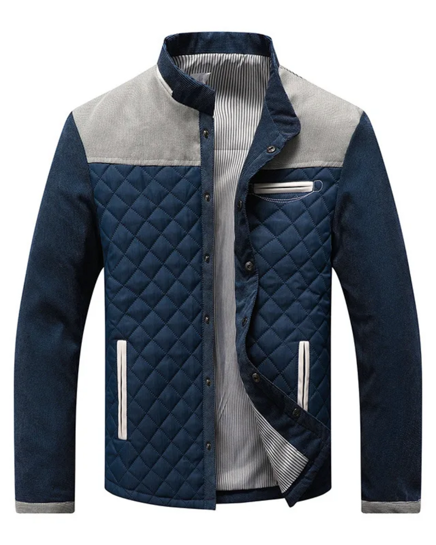 Herren Steppjacke mit Denim-Ärmeln und Kontrastbesätzen