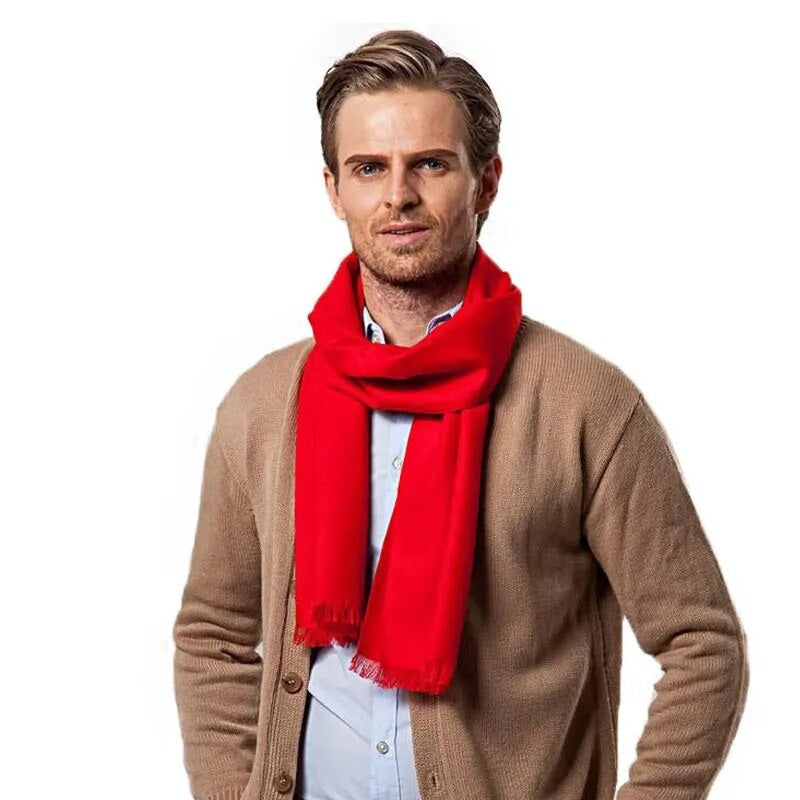 Roter Schal für Herren, weicher Stoff, einfarbig